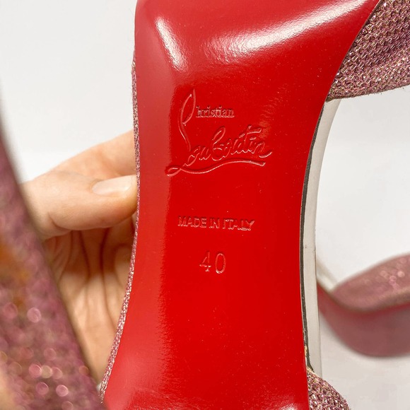 Christian Louboutin Iriza 100 Glitter Tisse Pink Heels EU 40 US 10 - Picture 10 of 15